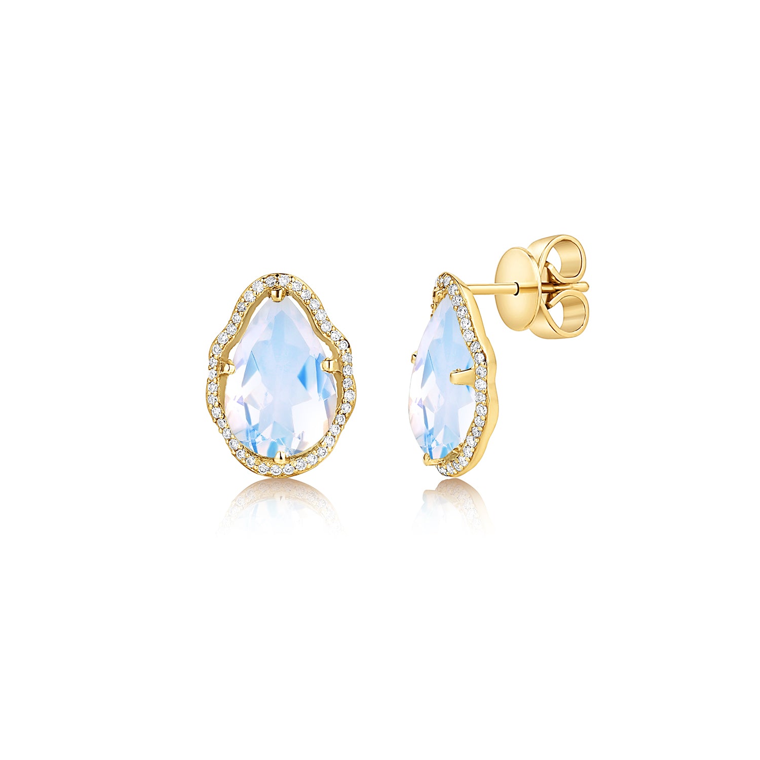 Aretes Glow Piedra Luna Azul